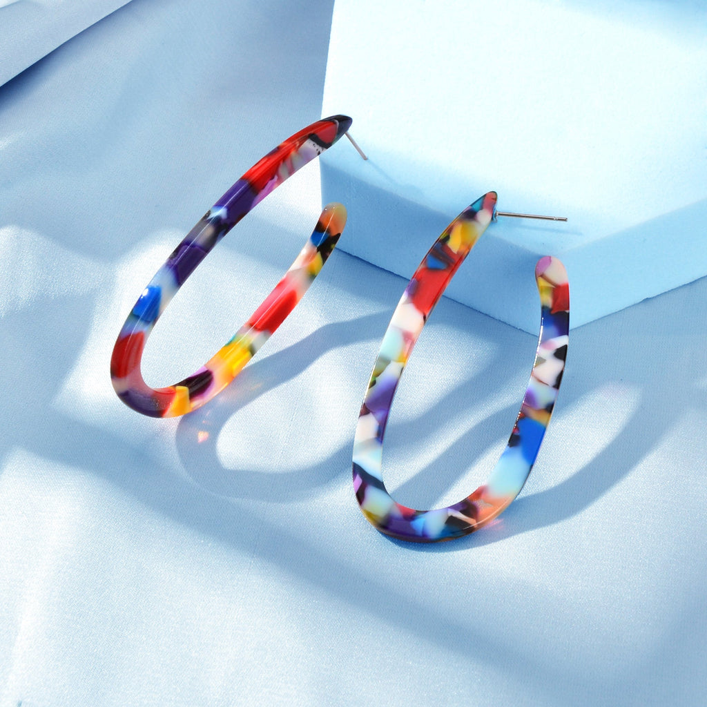 Trendy Acrylic Women Beach Colourful Resin Statement Earrings Vacation Jewellery