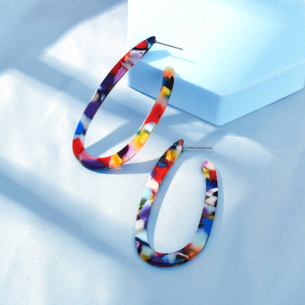 Trendy Acrylic Women Beach Colourful Resin Statement Earrings Vacation Jewellery