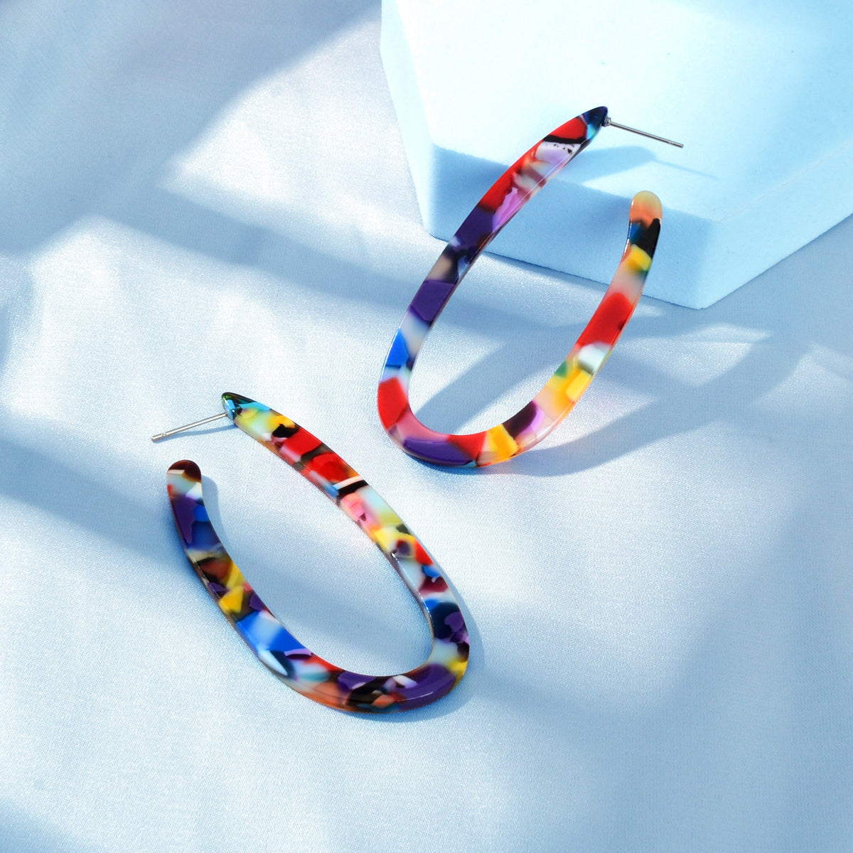 Trendy Acrylic Women Beach Colourful Resin Statement Earrings Vacation Jewellery