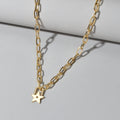 Trendy Jewellery Gold Paperclip Chain Star Lock Pendant Collar Choker Necklace