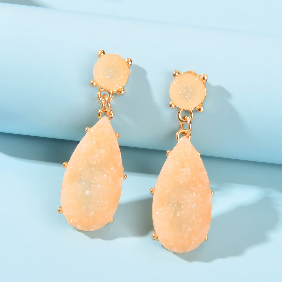 Dainty Champagne Stone Water Drop Earrings Women Girls Teens Stud Jewellery Gift
