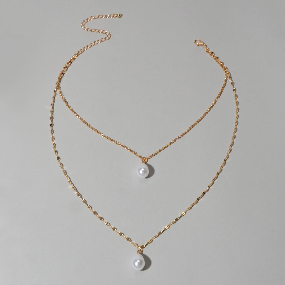 Fashion Double-layer Gold Chain Imitation Pearl Pendant Necklace Gift Jewelry