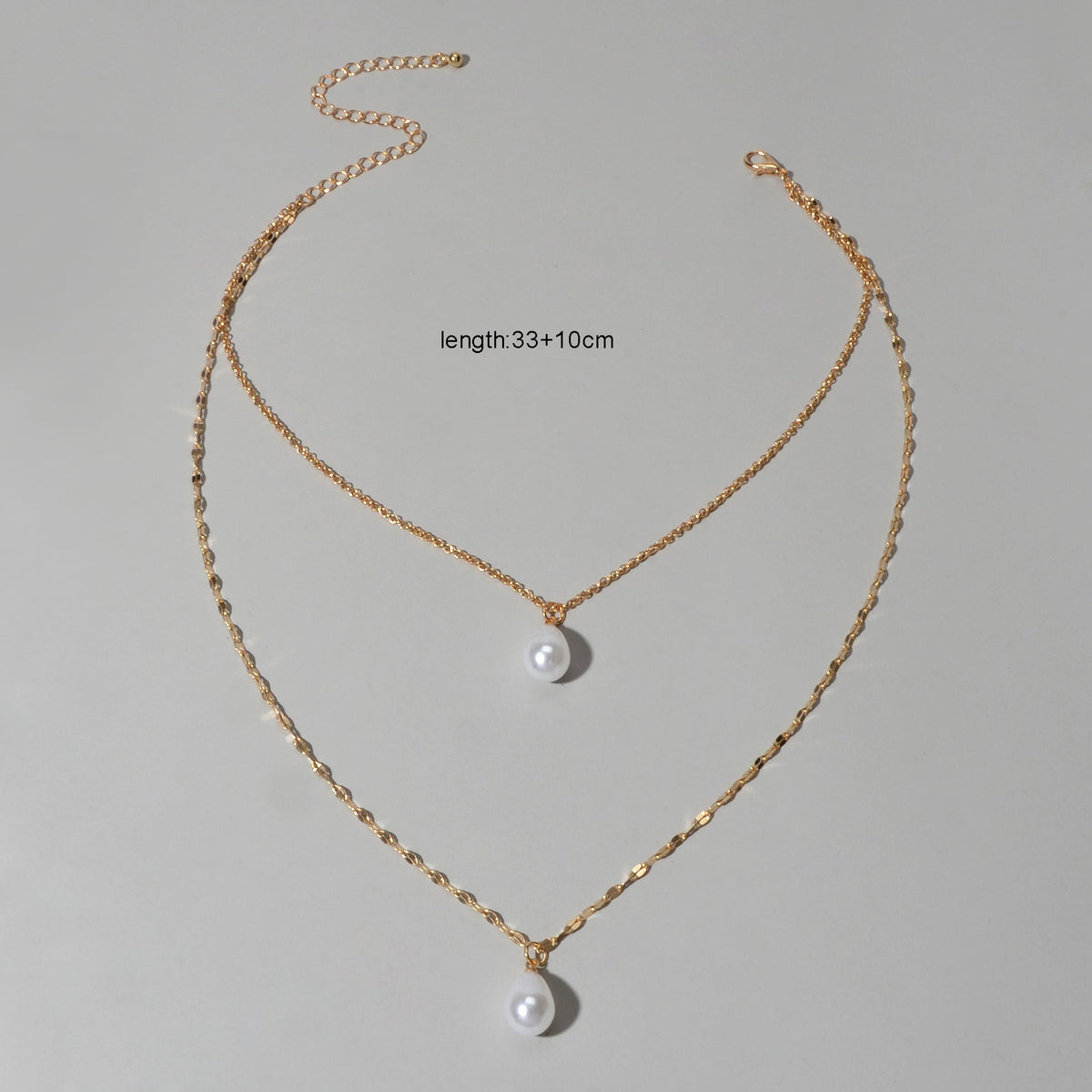 Fashion Double-layer Gold Chain Imitation Pearl Pendant Necklace Gift Jewelry