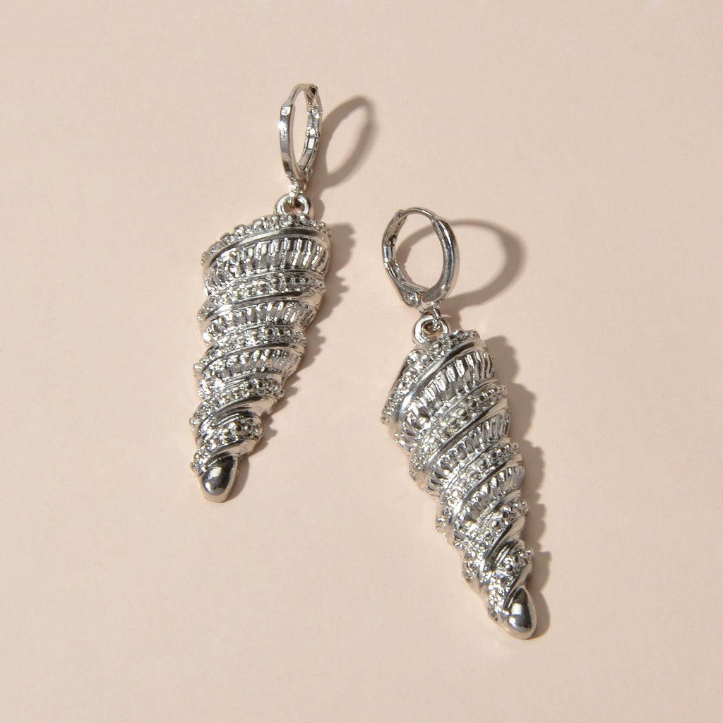 Statement Punk Designer Jewellery Gold Silver Unique Conch Dangle Hoop Earrings