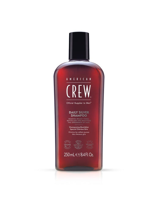 Daily Silver Shampoo bottle, 250 ml, amber-red liquid with black cap