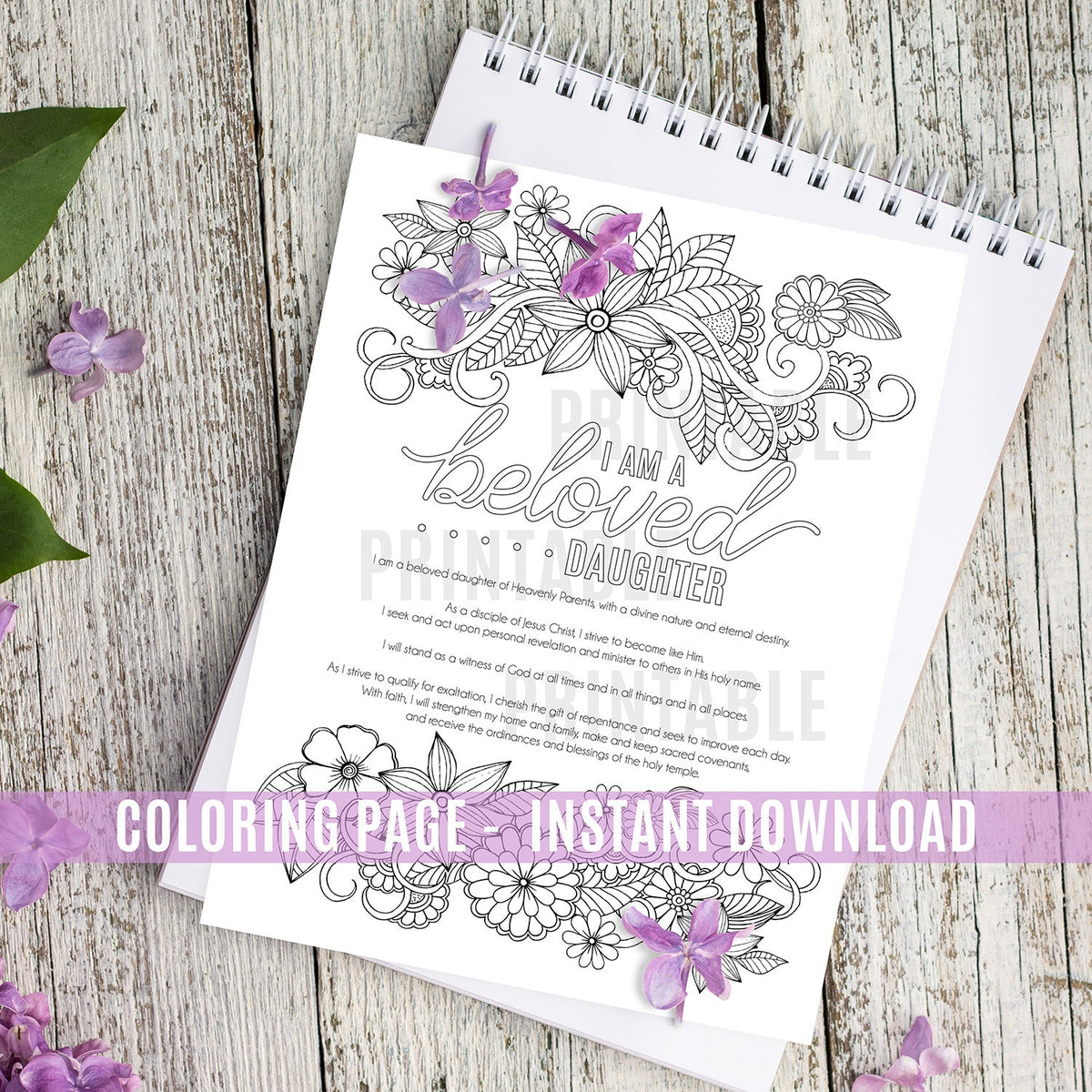 Young Women Theme Coloring Page - Instant Download