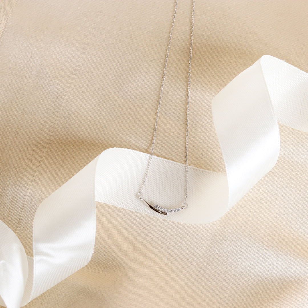 Silver Black Enamel Zircon Necklace