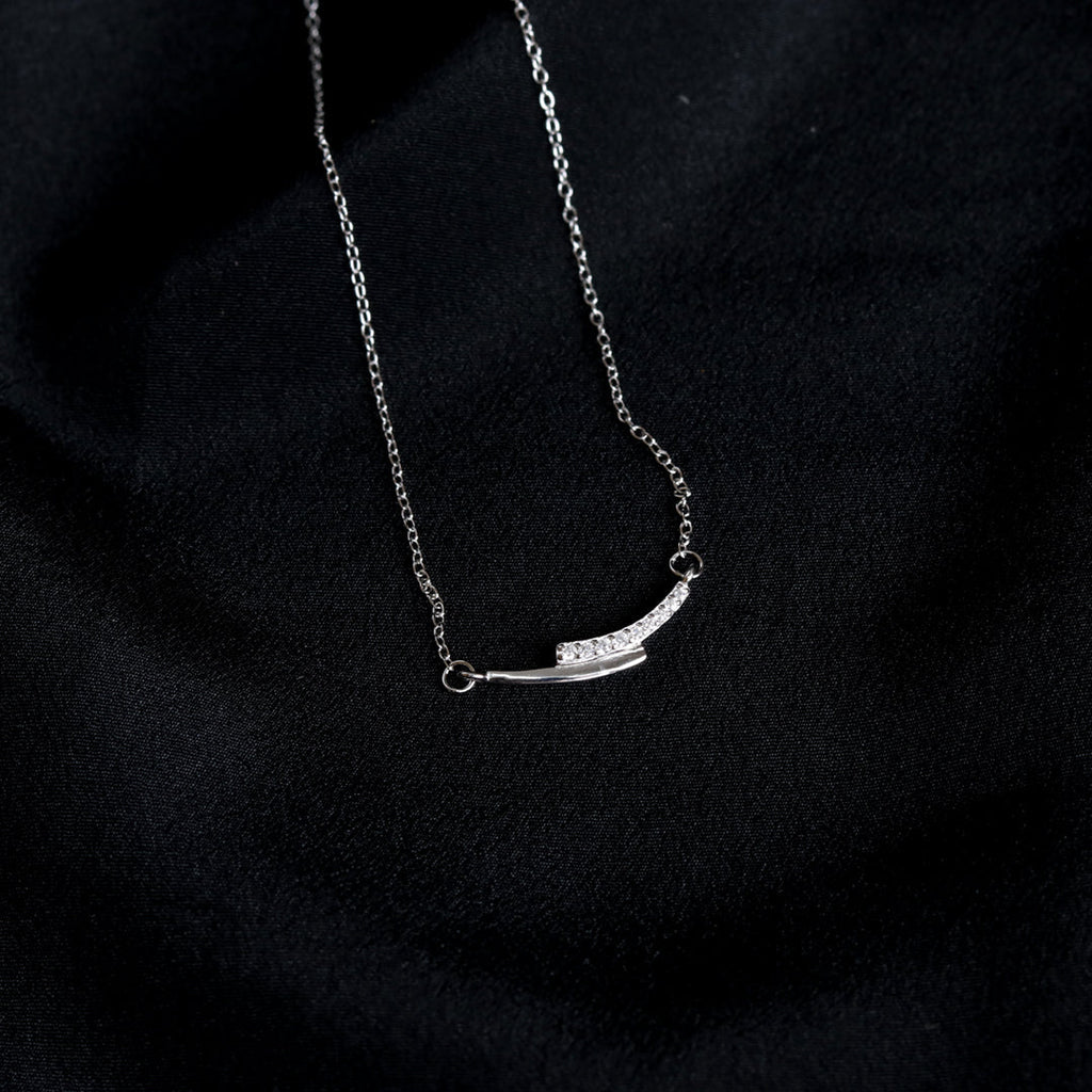 Silver Black Enamel Zircon Necklace