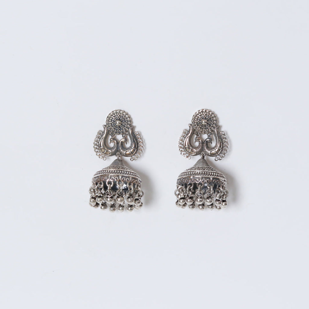 Oxidised Peacock Jhumka