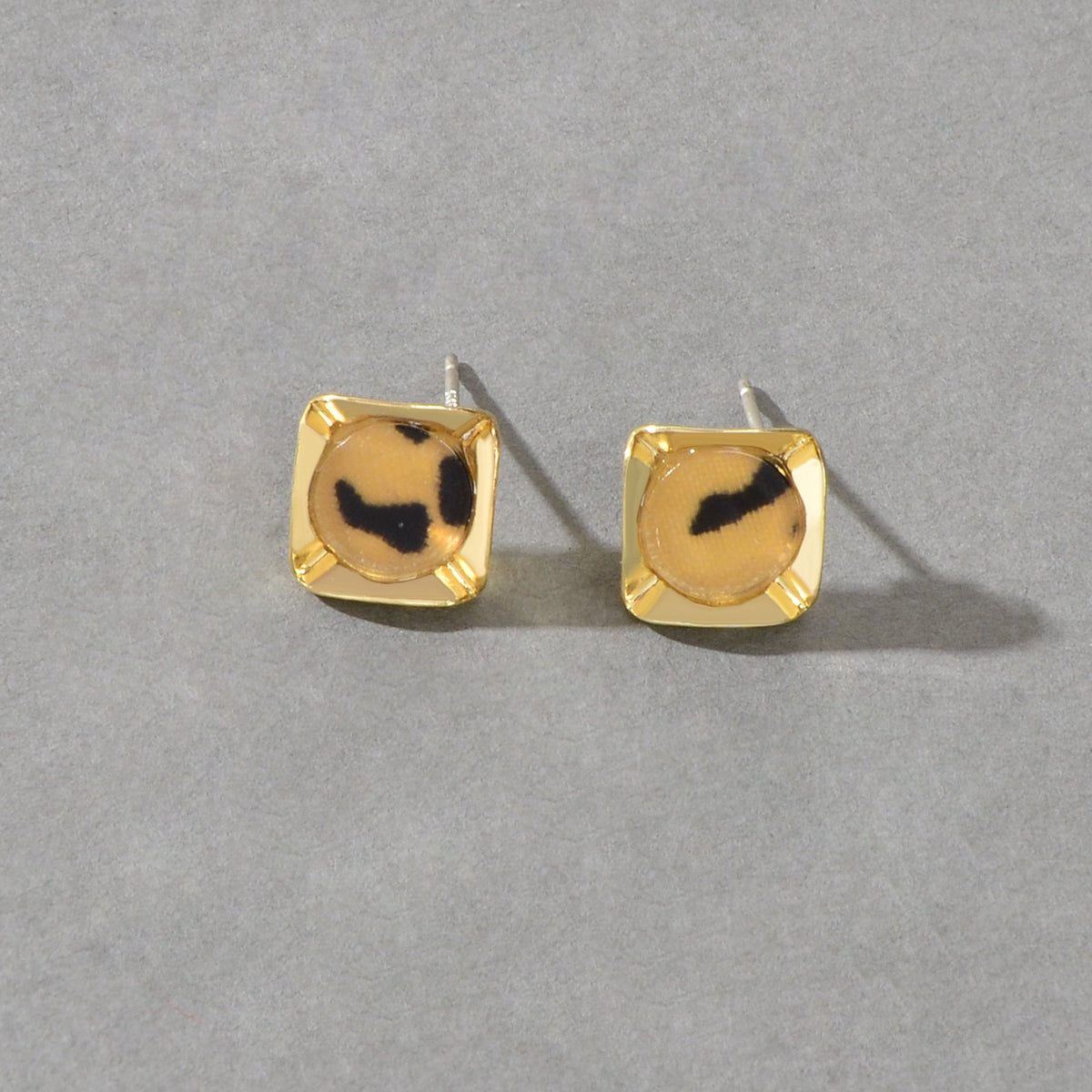 Retro Women Party Decoration Leopard Print Square Stud Hypoallergenic Earrings
