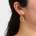 Trendy Daily Jewellery Pearl Decoration Gold Hollow Geometric Dangle Earrings