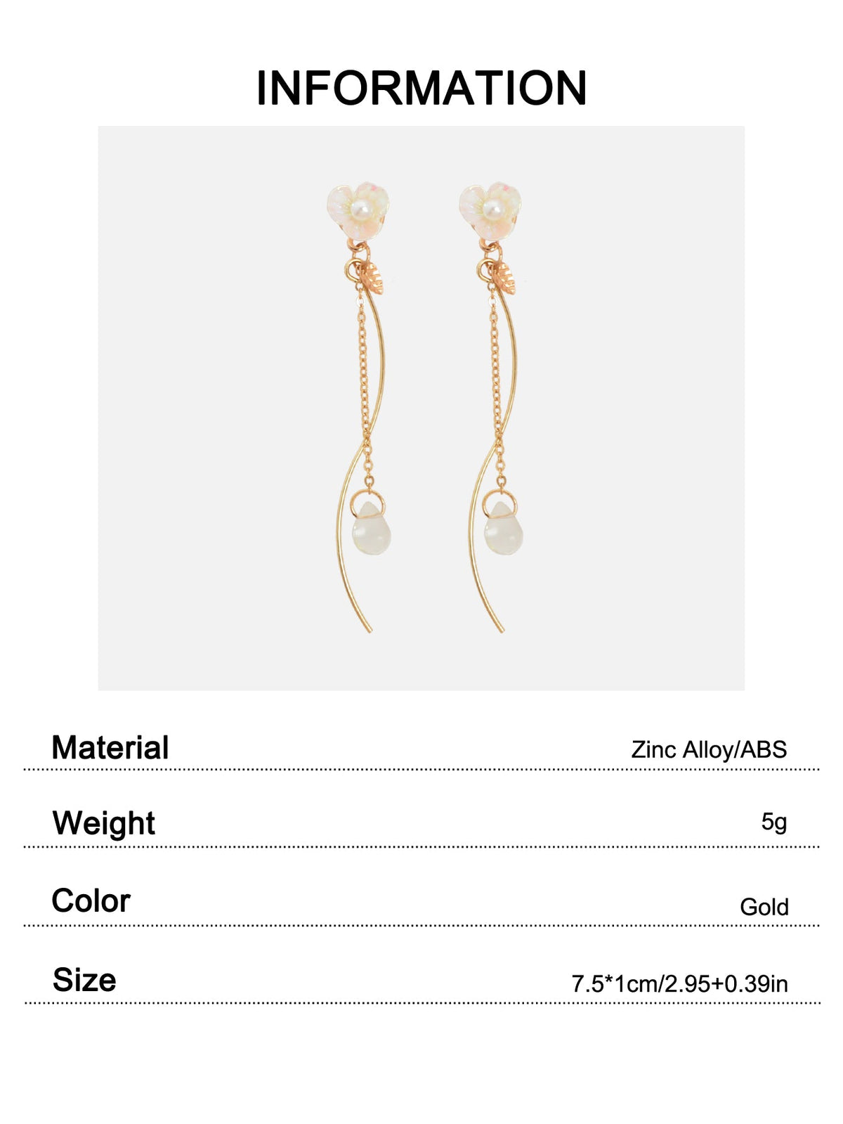 White Flower Gold Chain Dangle Earrings Women Accessories Tassel Stud Jewellery