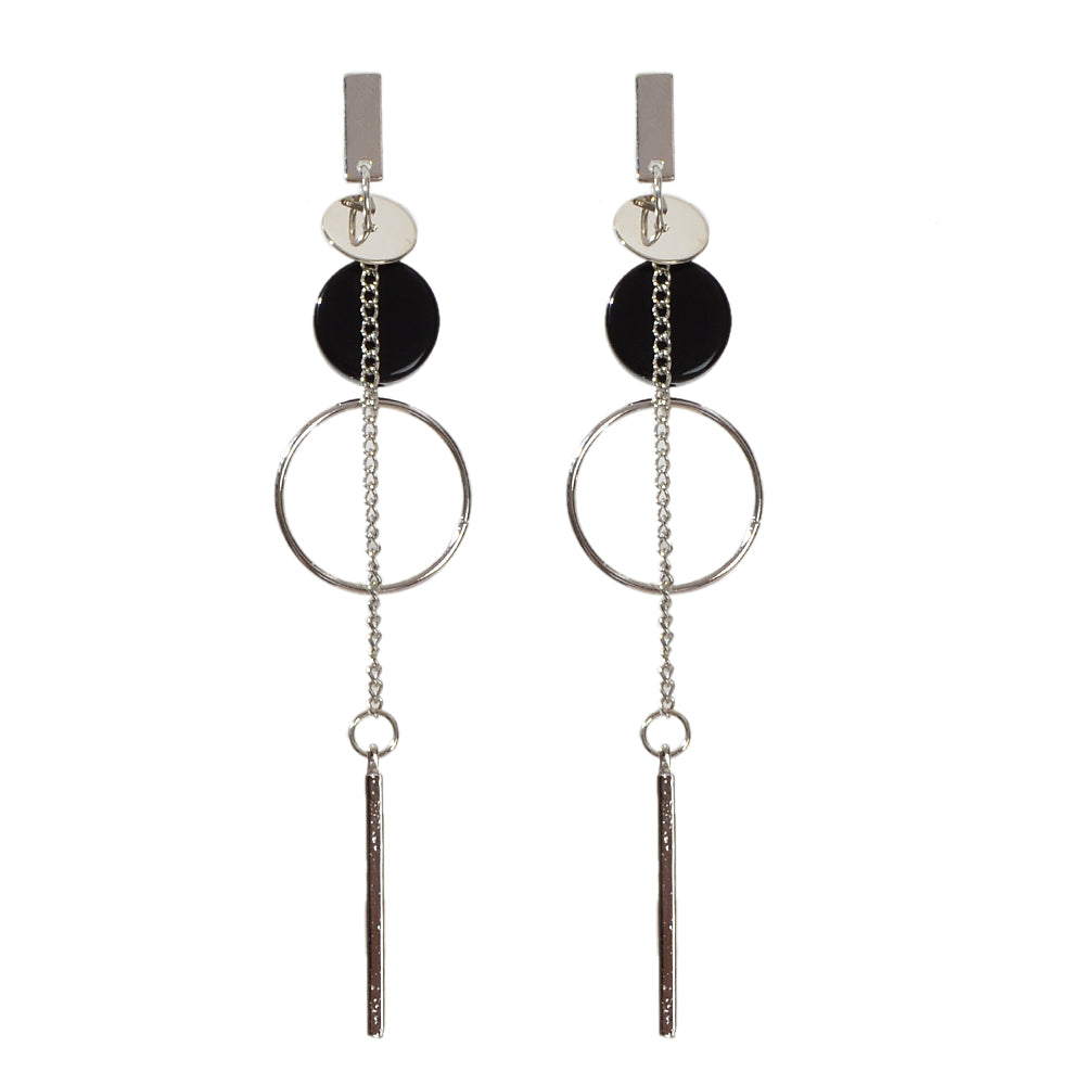 Gold Silver Round Circle Bar Geometric Drop Stud Tassel Earrings Accessories