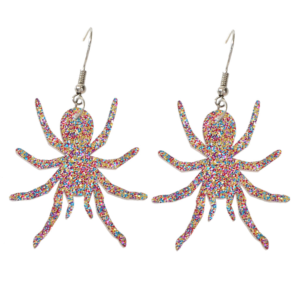 Statement Shining Multi-colored Acrylic Big Spider Dangle Punk Women Earrings - Earrings at Dealshubindia
