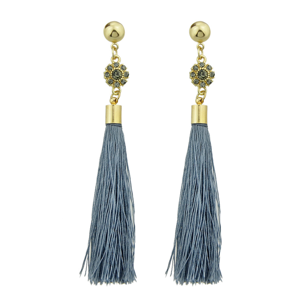 Ethnic Traditional Jewellery Rhinestone Flower Tassel Long Dangle Earrings Gift