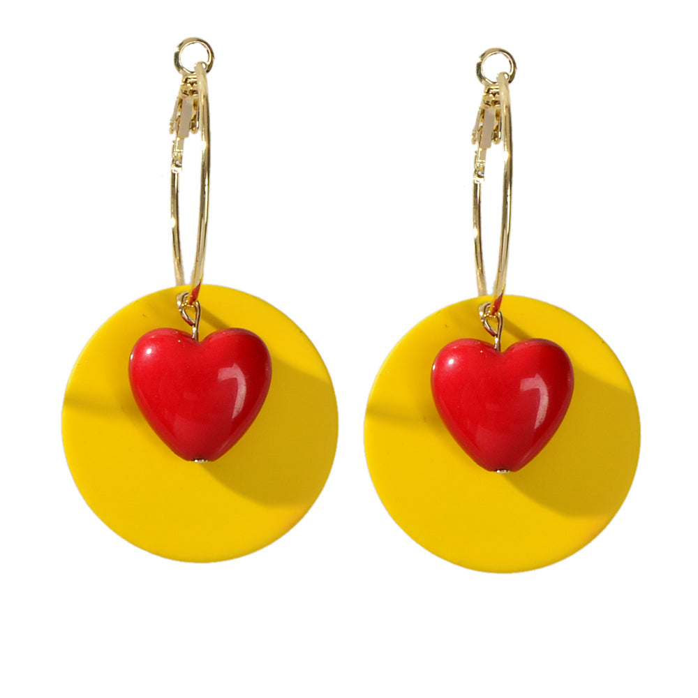 Female Jewellery Round Heart Gold Circle Hoop Earrings Women Party Decoration