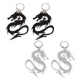 2pairs Hiphop Jewellery Acrylic Black Gold Dragon Drop Earrings Punk Accessories