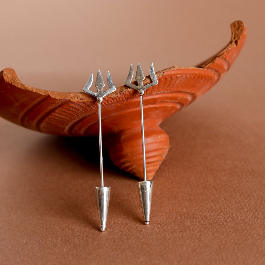 Silver Trishul Earrings