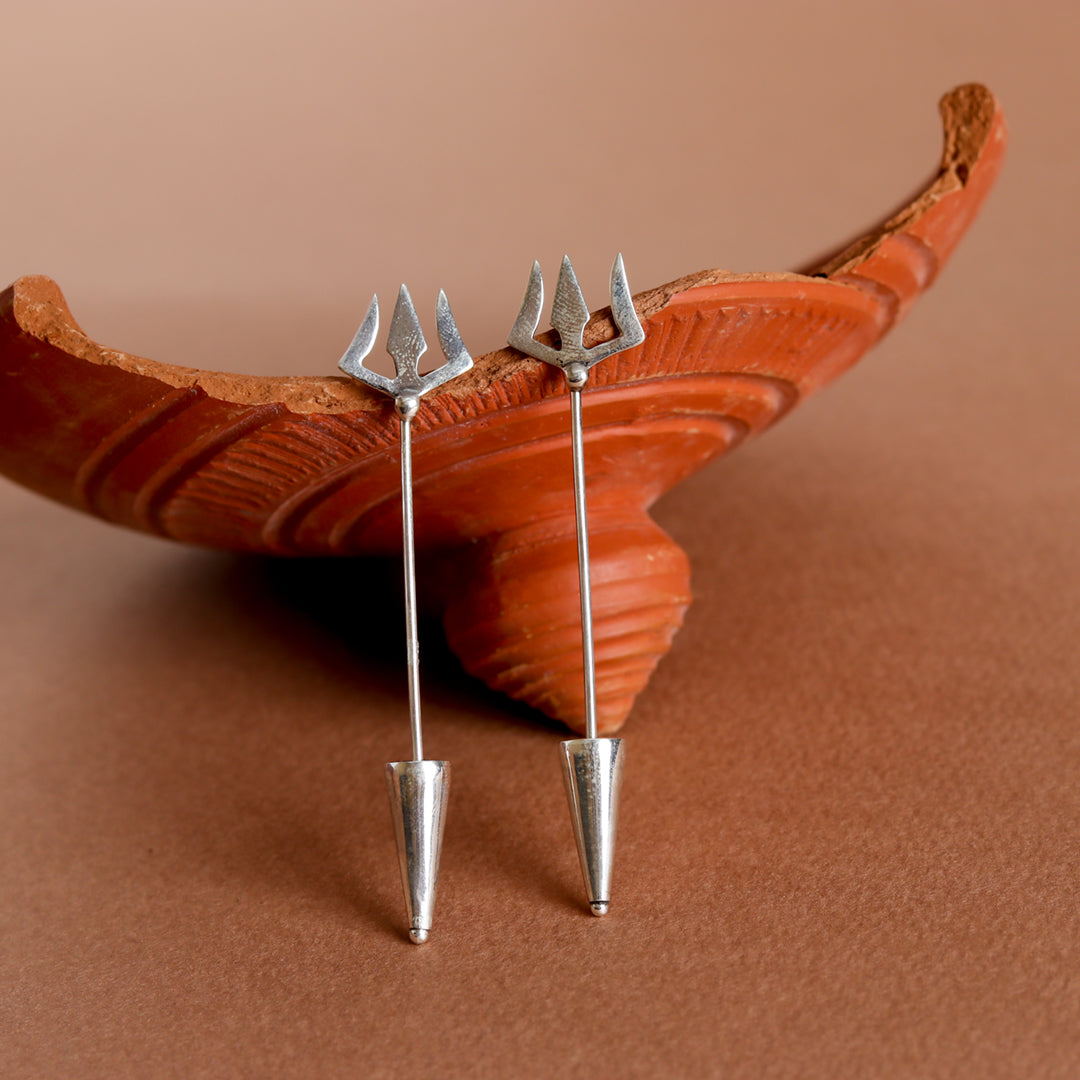 Silver Trishul Earrings