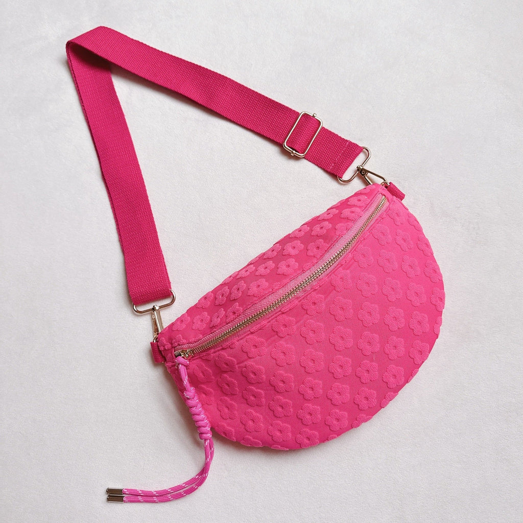 Embossed Daisy Blossom Belt Sling Bag