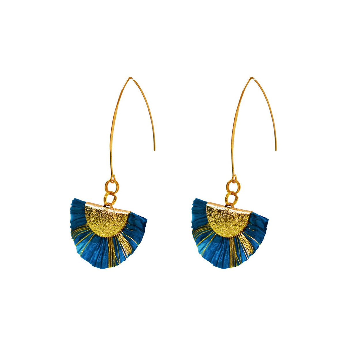 Fan Earrings, Blue tassel earrings, Angled drop earrings, Minimalist Modern Earrings, Fashion accessories | by lovedbynlanla