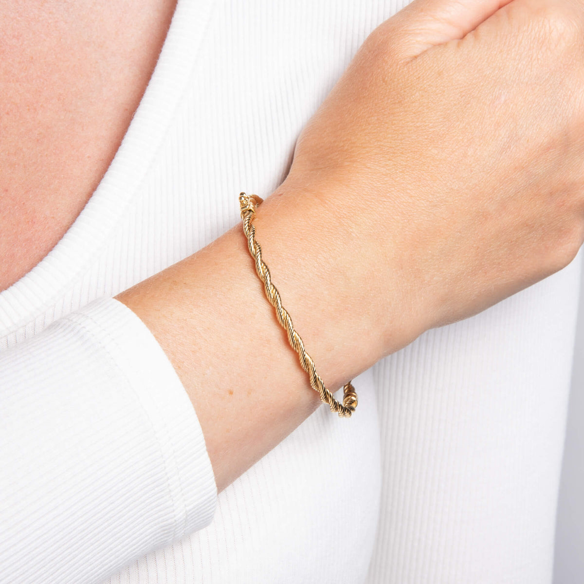 Elements Gold Rope Twist Bangle-1
