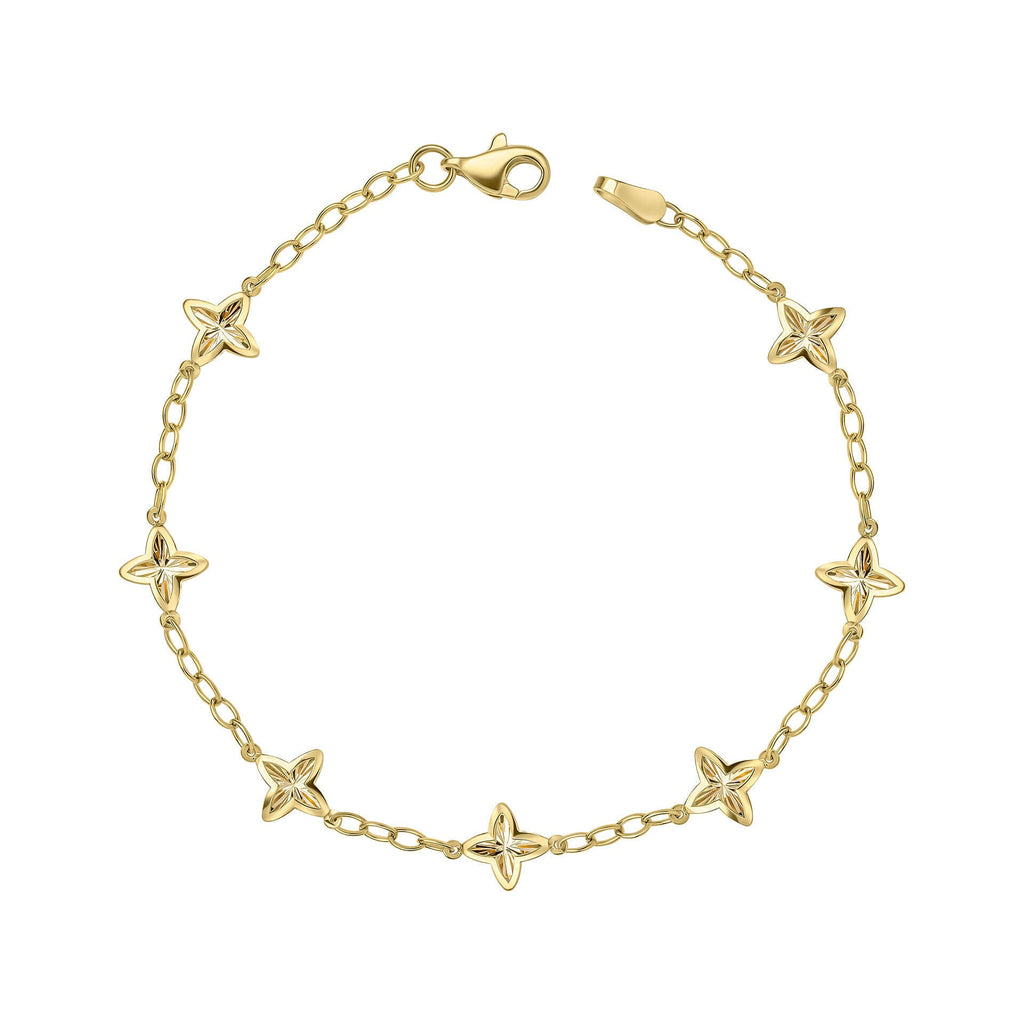 Elements Gold Textured Flower Station Bracelet-0