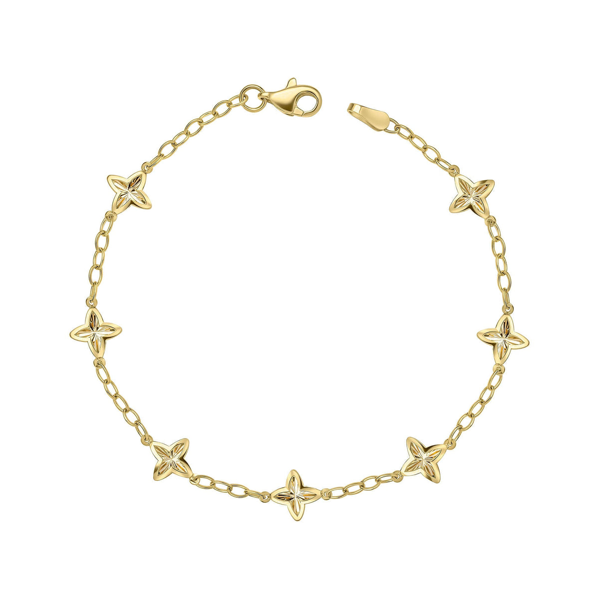 Elements Gold Textured Flower Station Bracelet-0