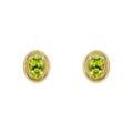 Elements Gold Peridot Oval Ridged Stud Earrings-0