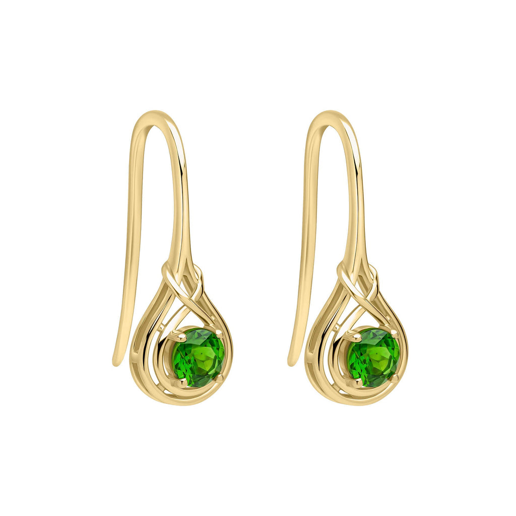 Elements Gold Celtic Green Diopside Hook Earrings-0