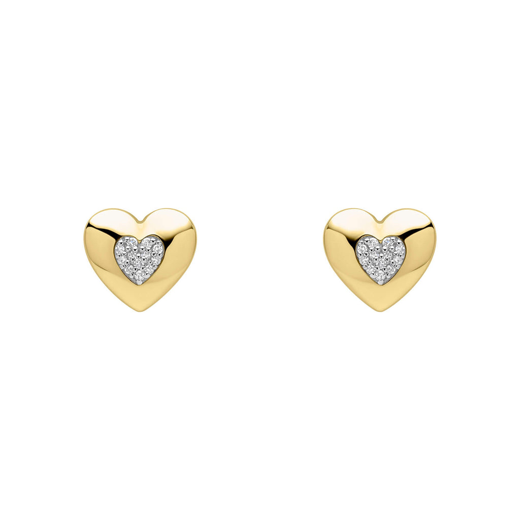 Elements Gold Pavé Diamond Heart Earrings-0
