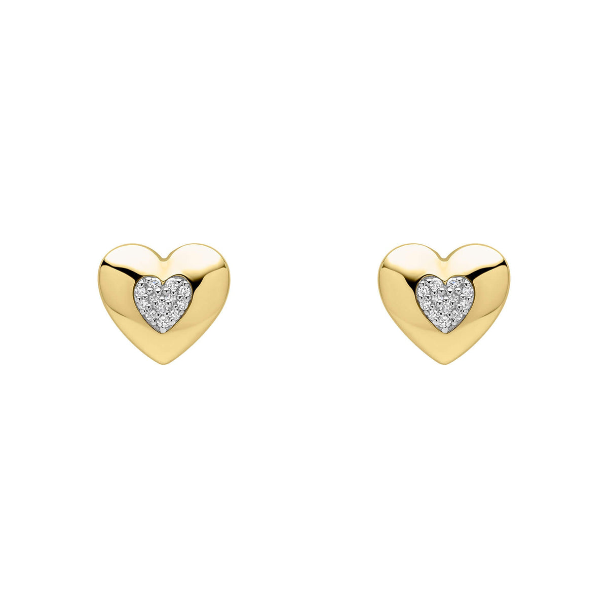 Elements Gold Pavé Diamond Heart Earrings-0
