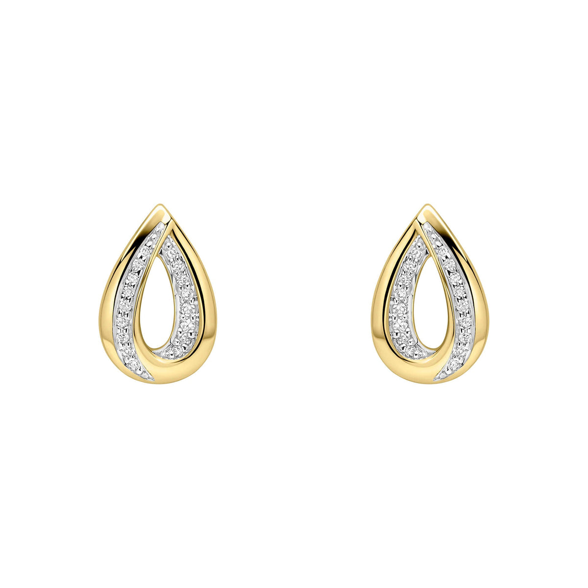 Elements Gold Cut Out Diamond Teardrop Earrings-0