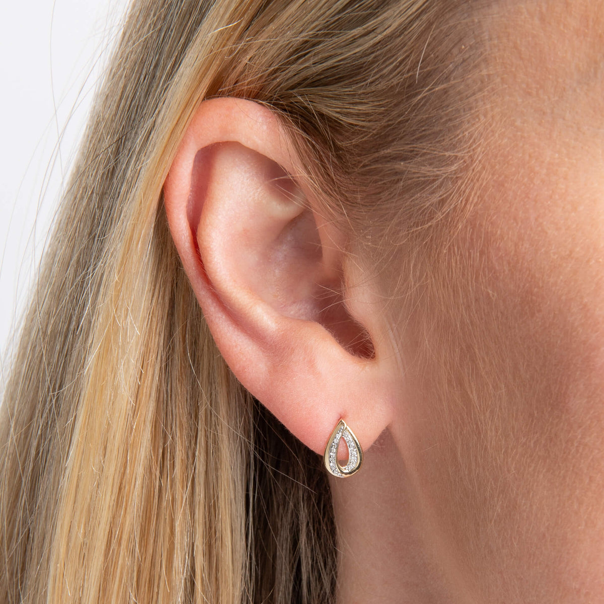 Elements Gold Cut Out Diamond Teardrop Earrings-1