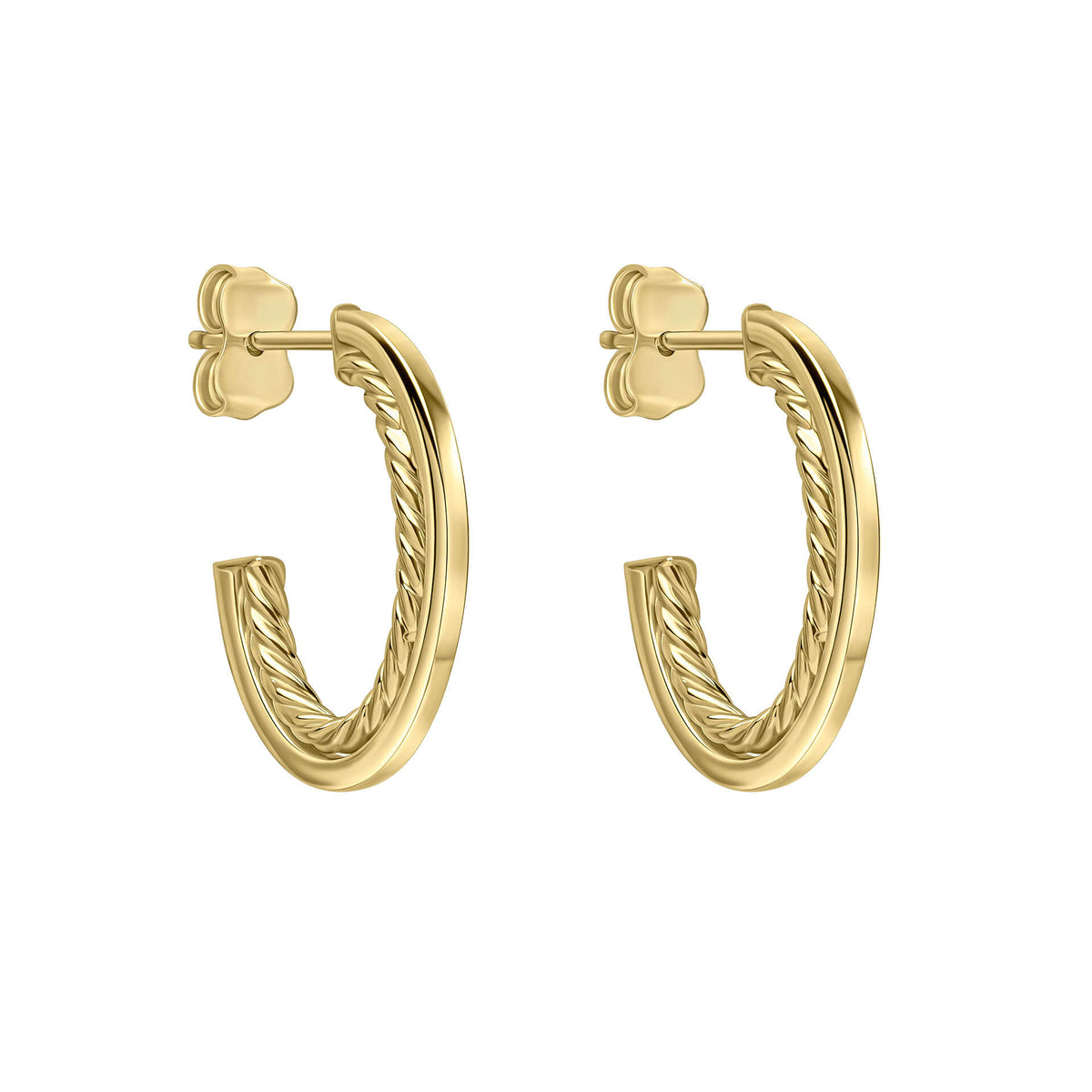 Elements Gold Rope Twist Open Hoop Earrings-0