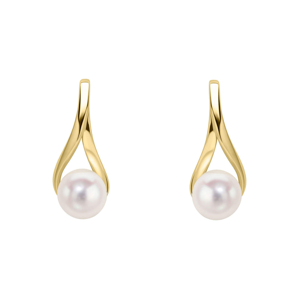 Elements Gold Freshwater Pearl Twist Drop Earrings-0