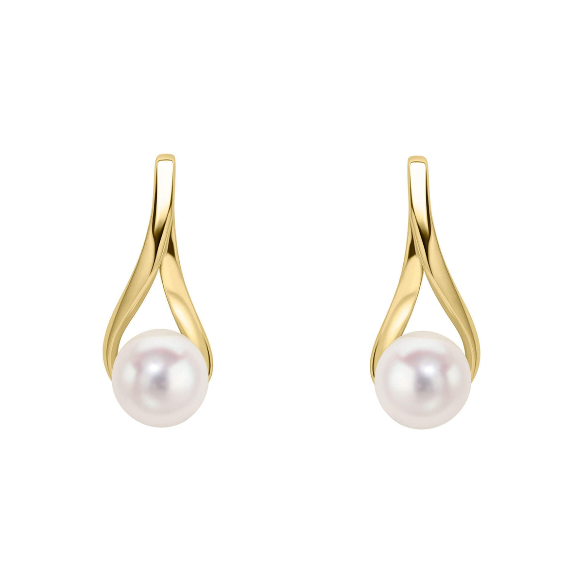 Elements Gold Freshwater Pearl Twist Drop Earrings-0