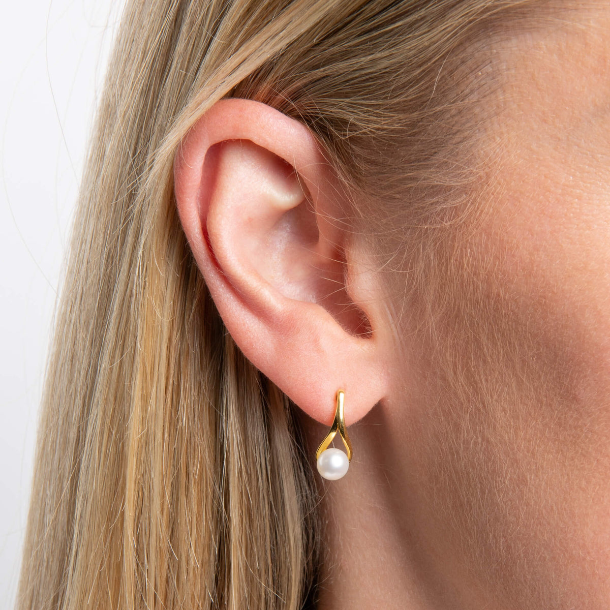 Elements Gold Freshwater Pearl Twist Drop Earrings-1