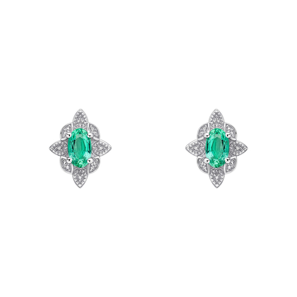 Elements Gold Emerald Art Deco Stud Earrings-0