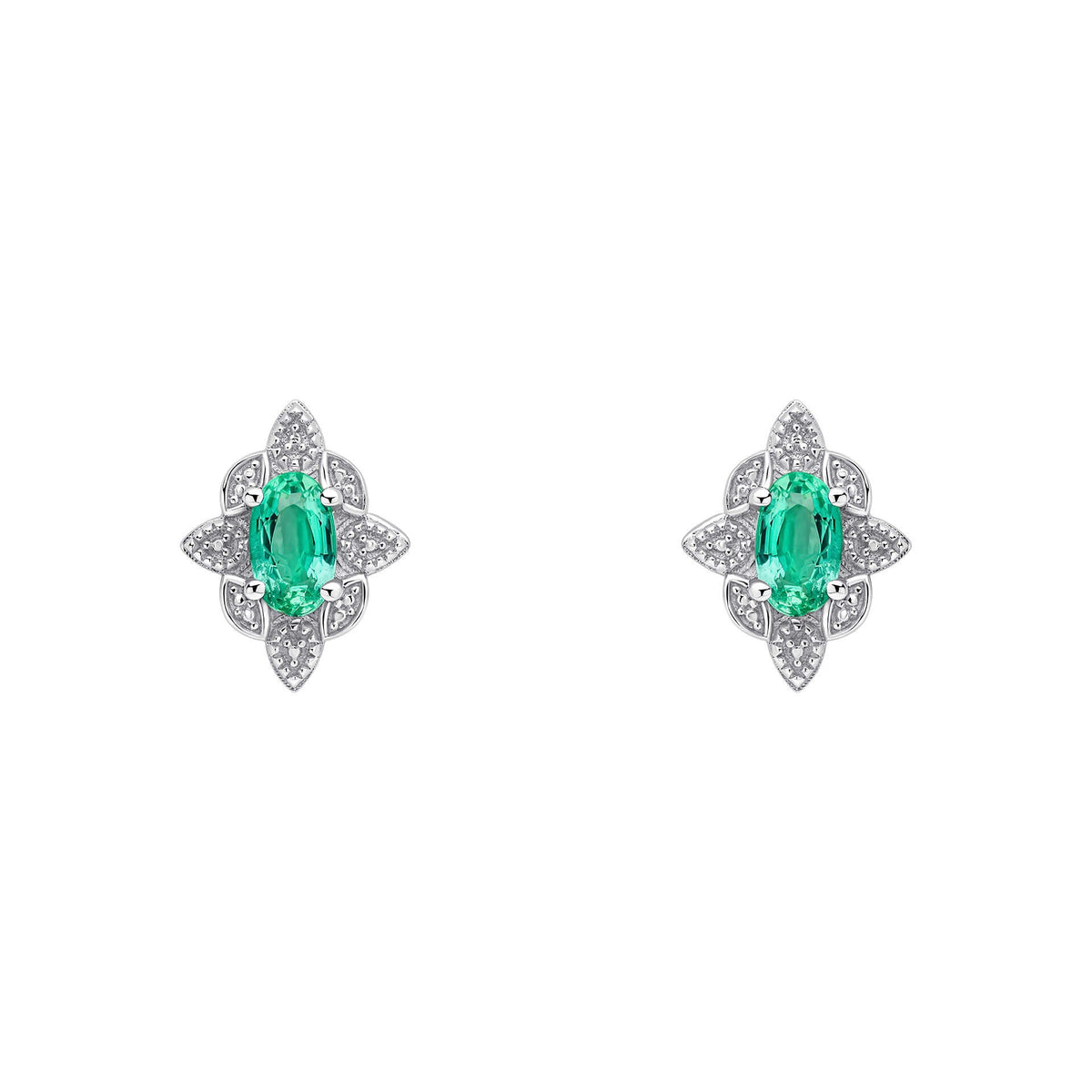 Elements Gold Emerald Art Deco Stud Earrings-0