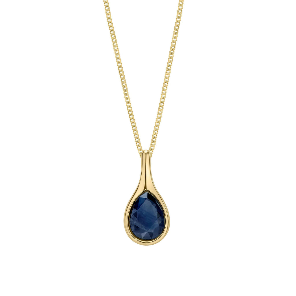 Elements Gold Blue Sapphire Sleek Teardrop Pendant-0