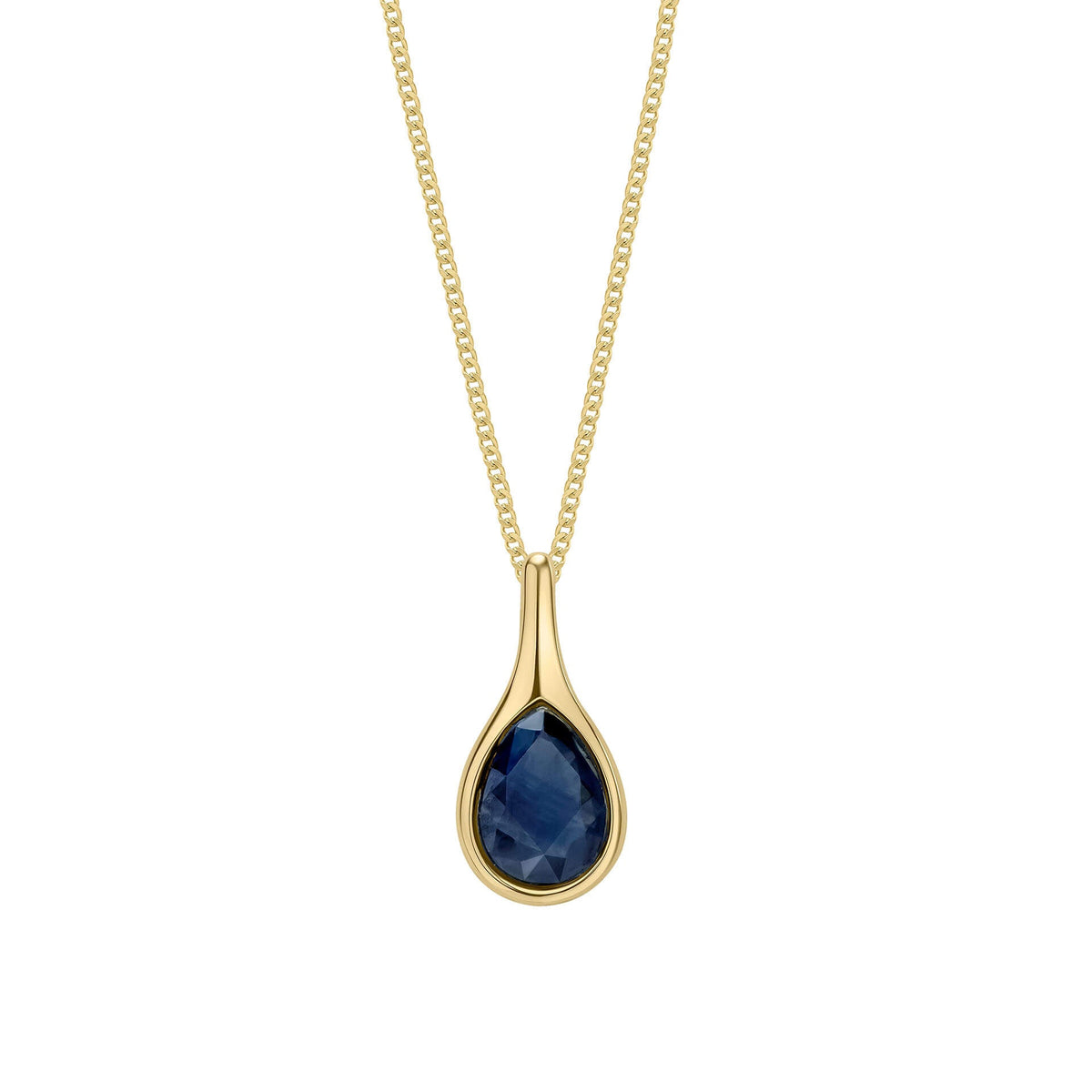 Elements Gold Blue Sapphire Sleek Teardrop Pendant-0
