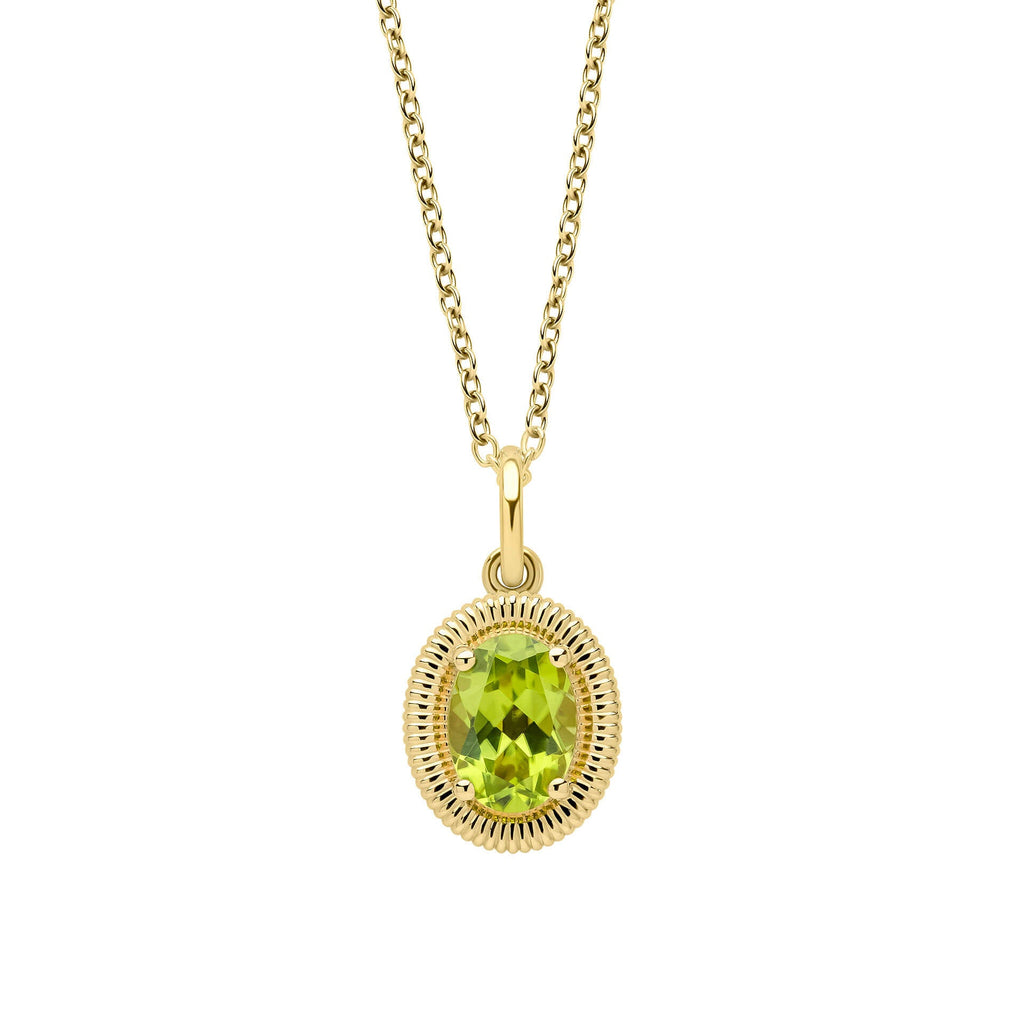 Elements Gold Peridot Oval Ridged Pendant-0