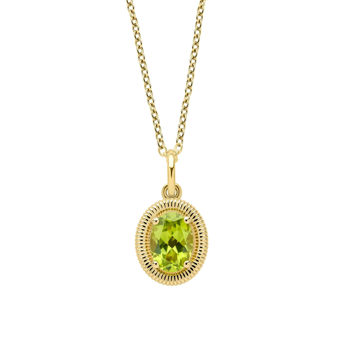 Elements Gold Peridot Oval Ridged Pendant-0