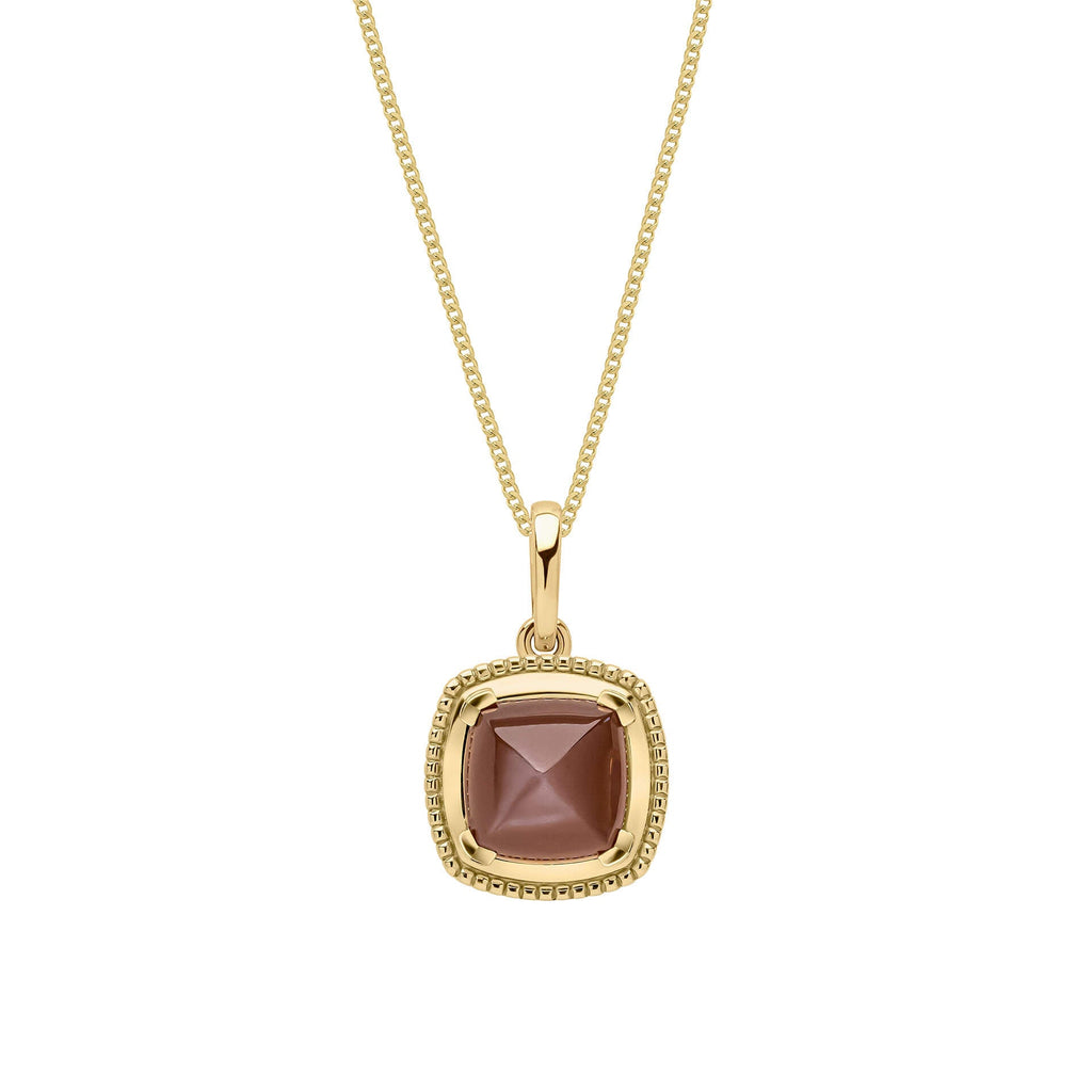 Elements Gold Sugarloaf Cut Chocolate Moonstone Pendant-0