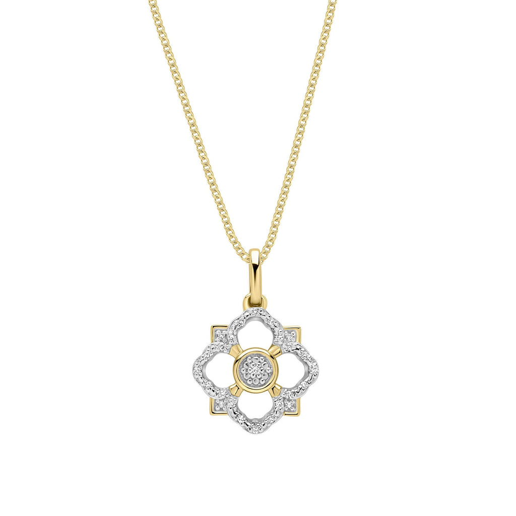 Elements Gold Diamond Floral Pendant-0