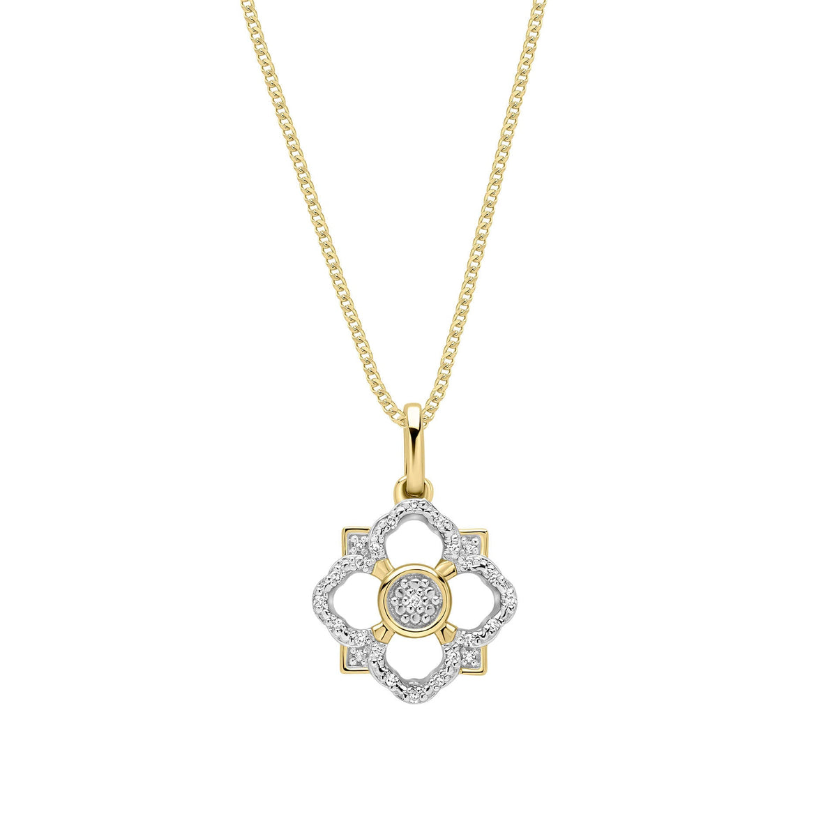 Elements Gold Diamond Floral Pendant-0