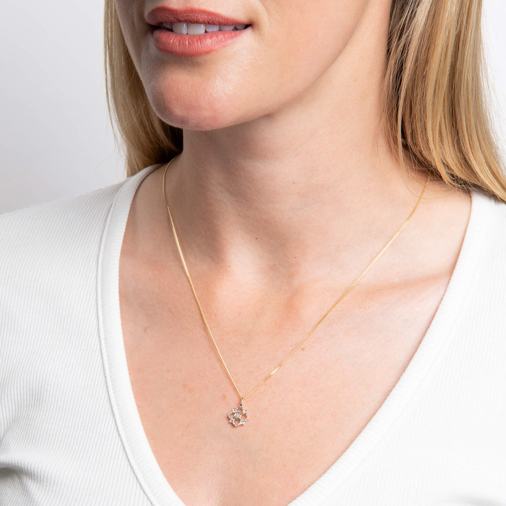Elements Gold Diamond Floral Pendant-1