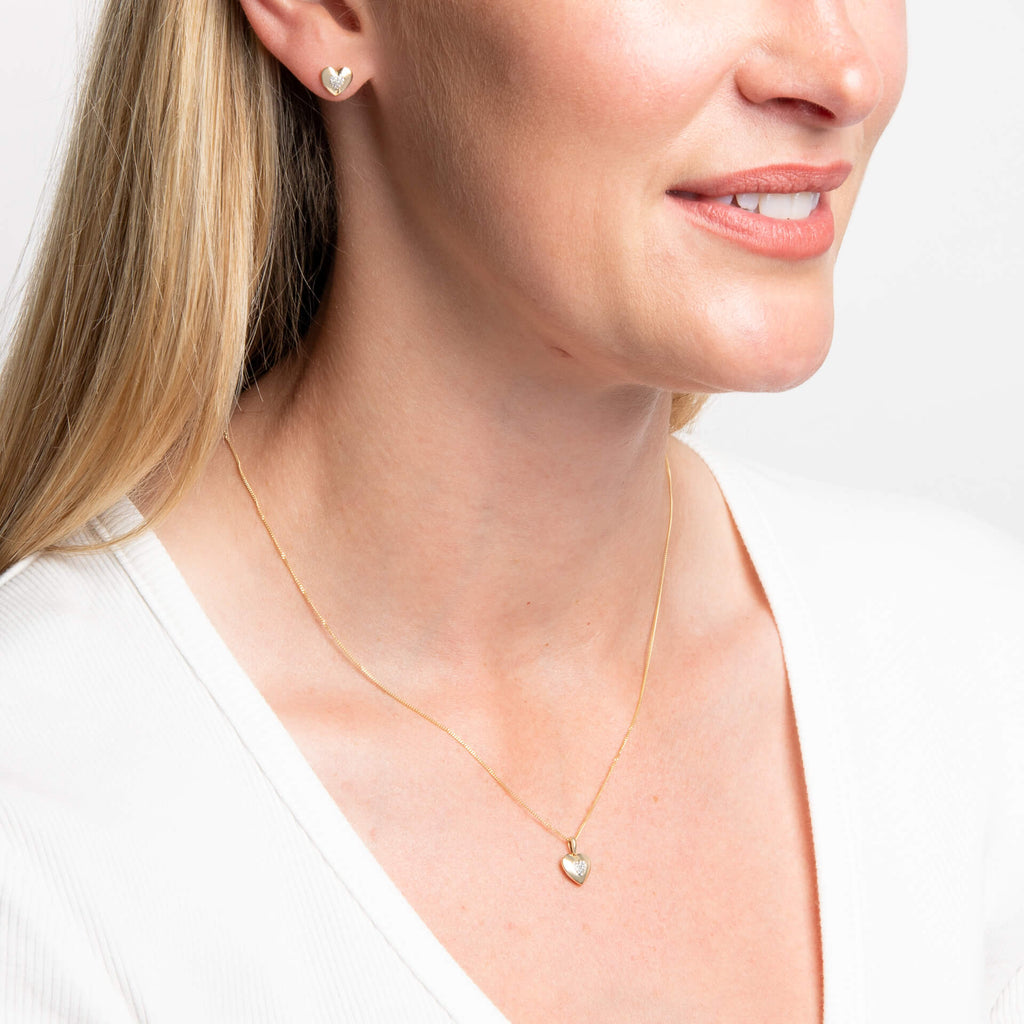 Elements Gold Pavé Diamond Heart Earrings-2