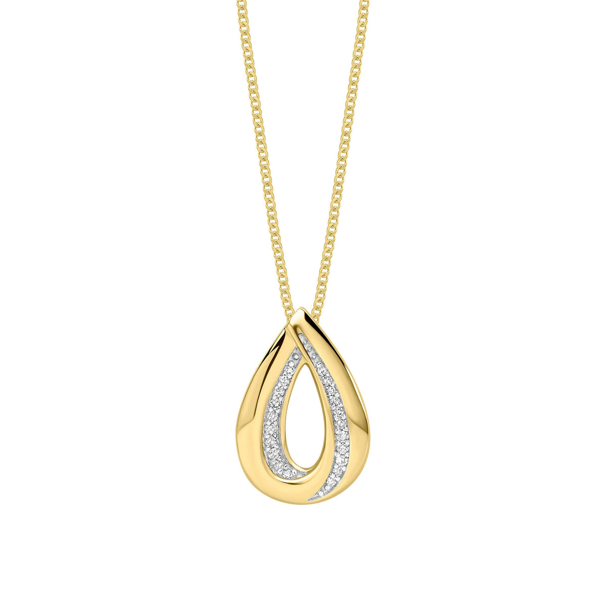 Elements Gold Cut Out Diamond Teardrop Pendant-0